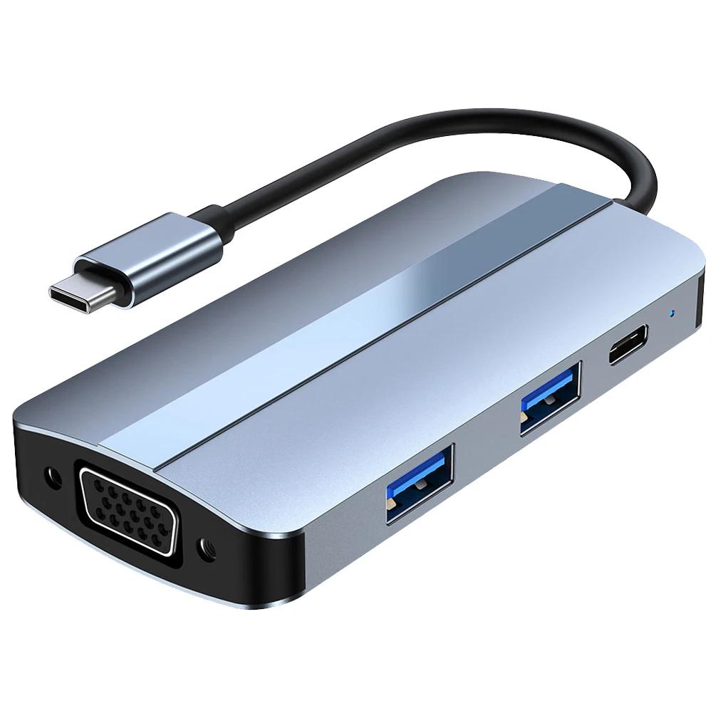 ƺ  Ƽ Ʈ  USB 3.0 2.0 USB C ũ ̼ й,  AUX 1080P VGA 4K HDMI ȣȯ Ʈ, 7 in 1